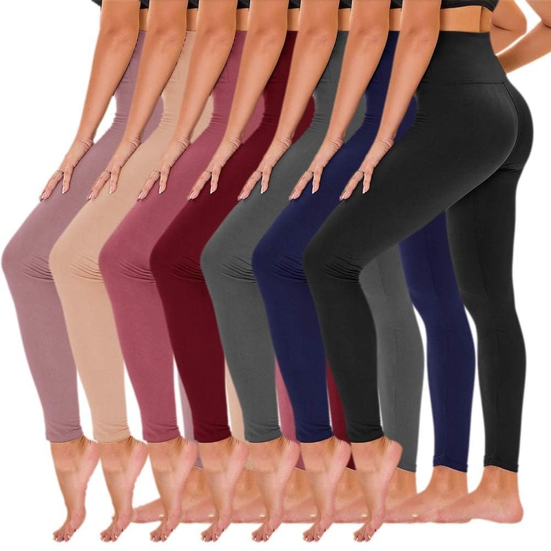 TNNZEET 7 Pack Leggings for Women - High Waisted Yoga Pants with Pockets Black Leggings Women Full Length & Capri - Image 1